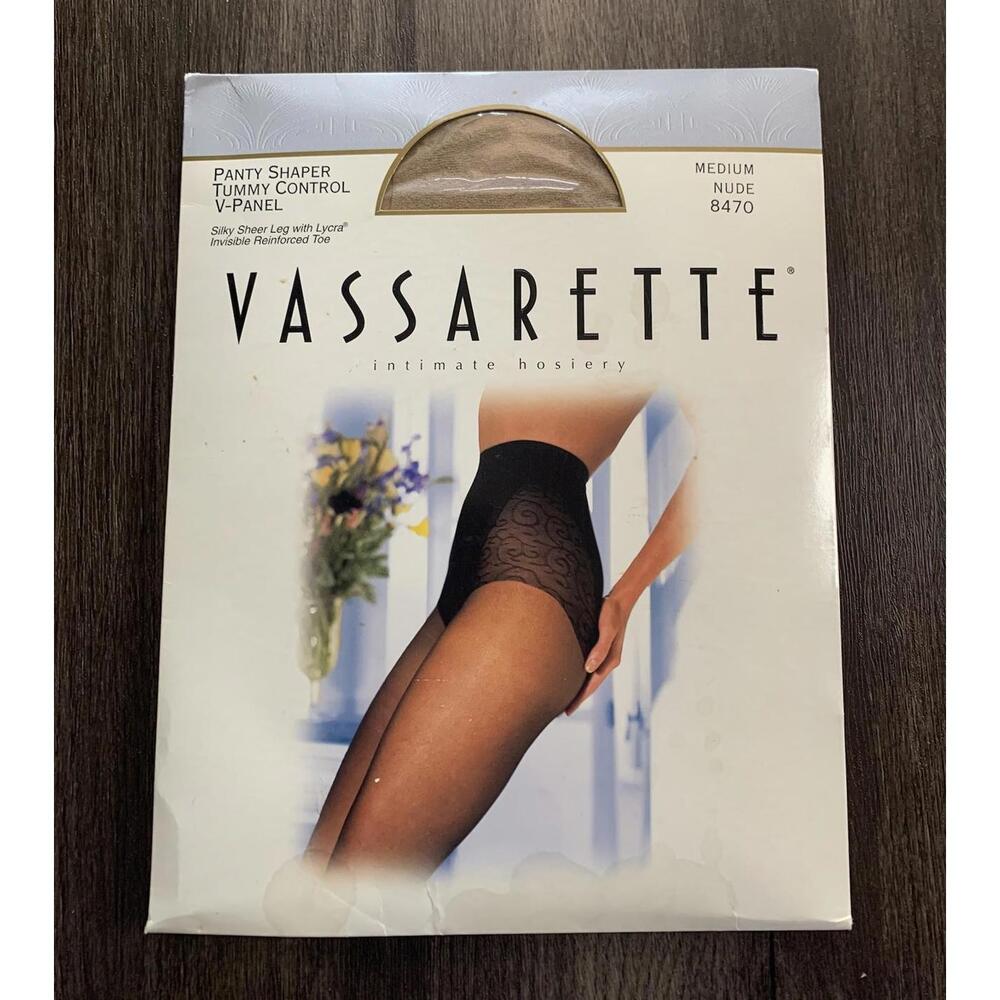 Vassarette Panty Shaper Tummy Control V Panel Stockings Sz M Nude Vtg Panty Hose